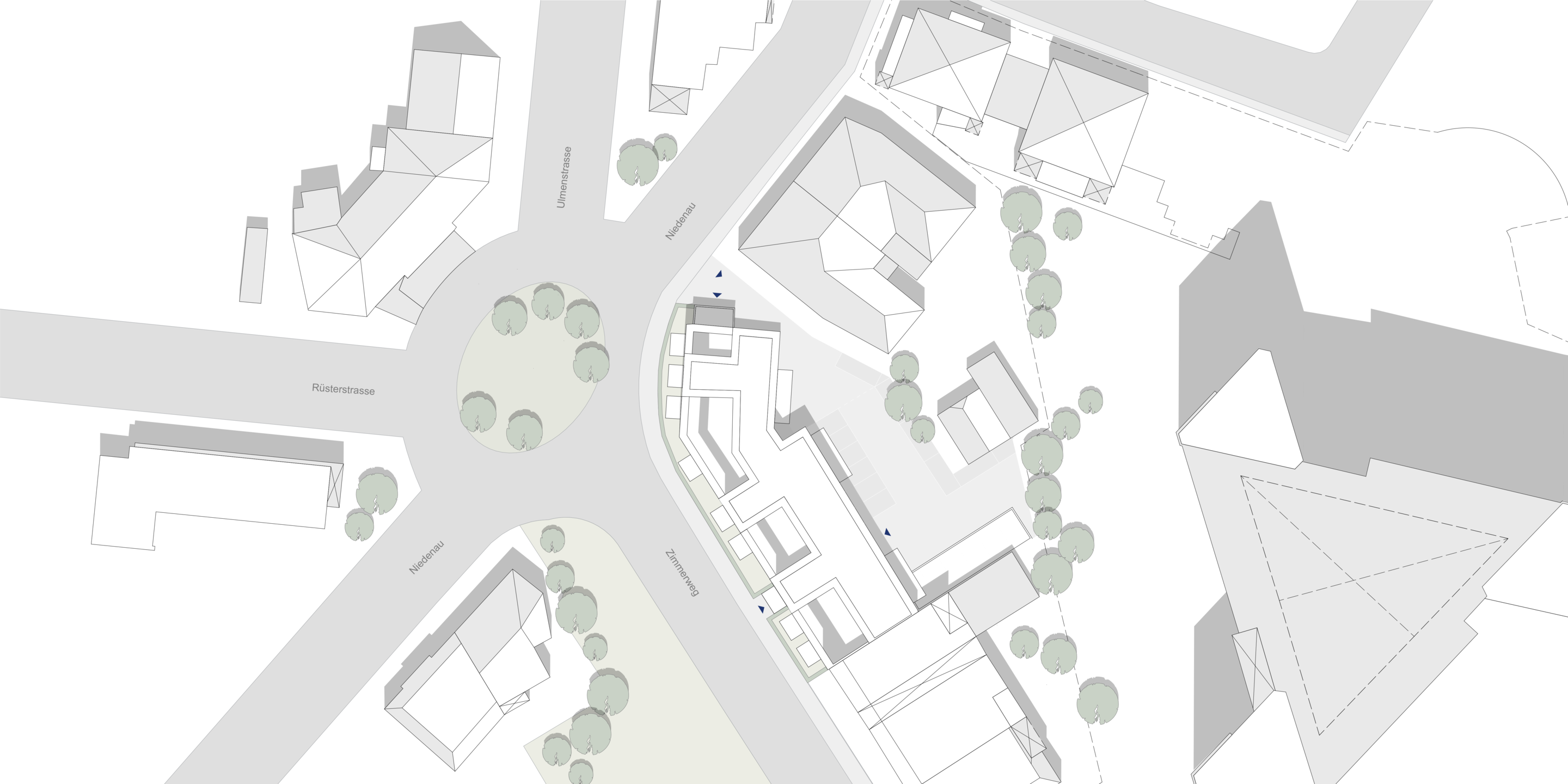 Das Bild zeigt den Lageplan vom Wohnhaus am Westend Rondell nach dem Umbau.