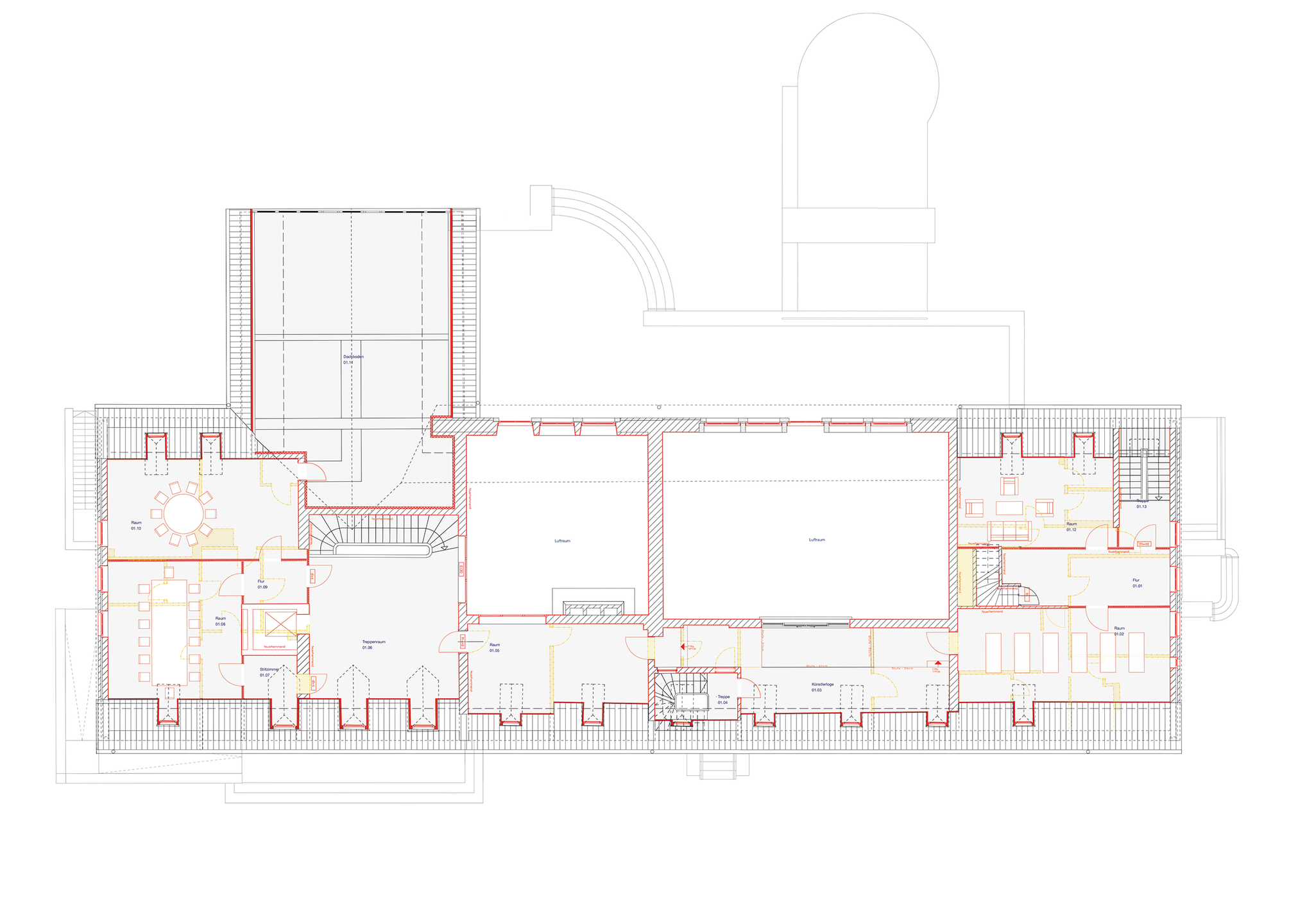 Das Bild zeigt den neuen Grundriss vom Dachgeschoss.