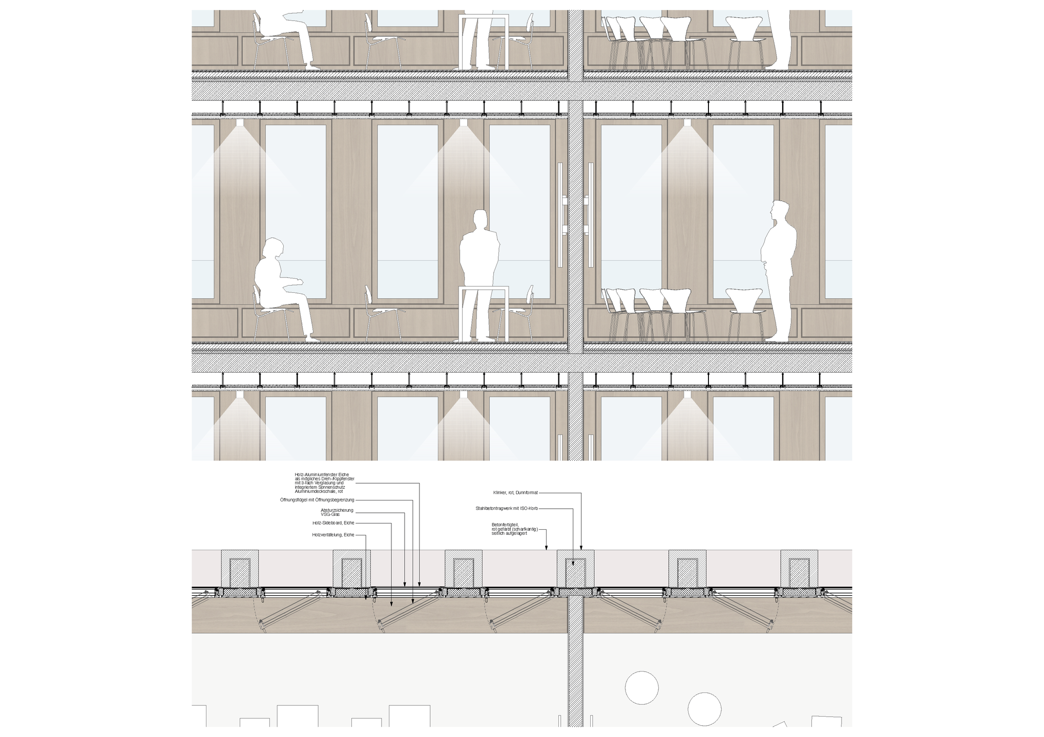 Das Bild zeigt den Detailschnitt der Fassade.